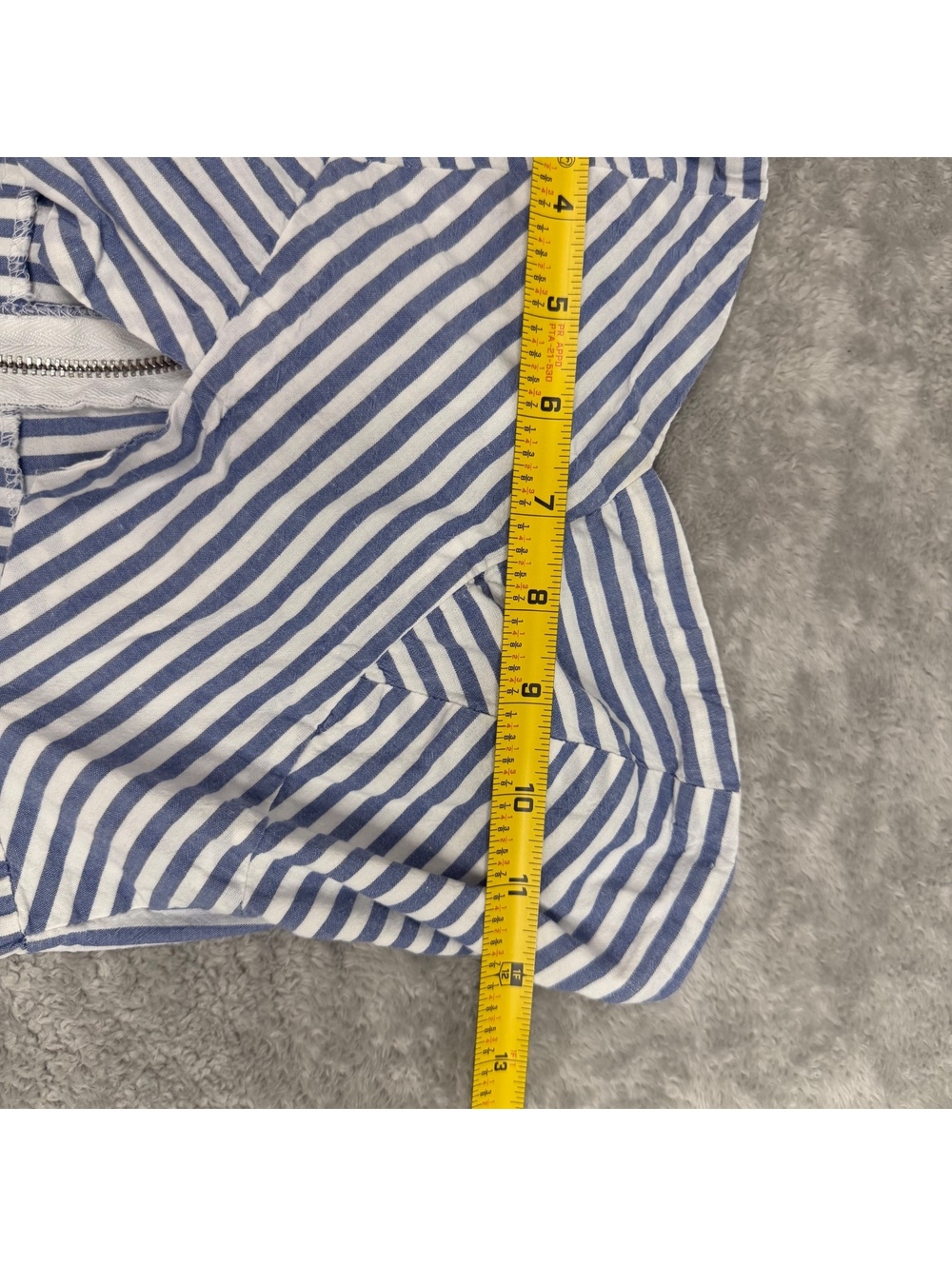 Fashion Nova Jumpsuit XS Blue White Striped Strapless Cutout Wide Leg Cotton - Picture 8 of 8